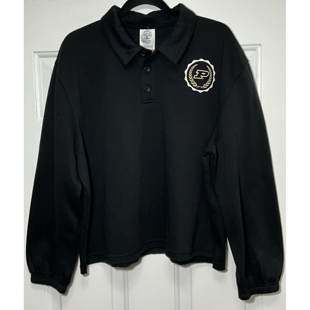 Big Ten Football Purdue Boilermakers Black 1/4 Button Up Sweatshirt Women's XL